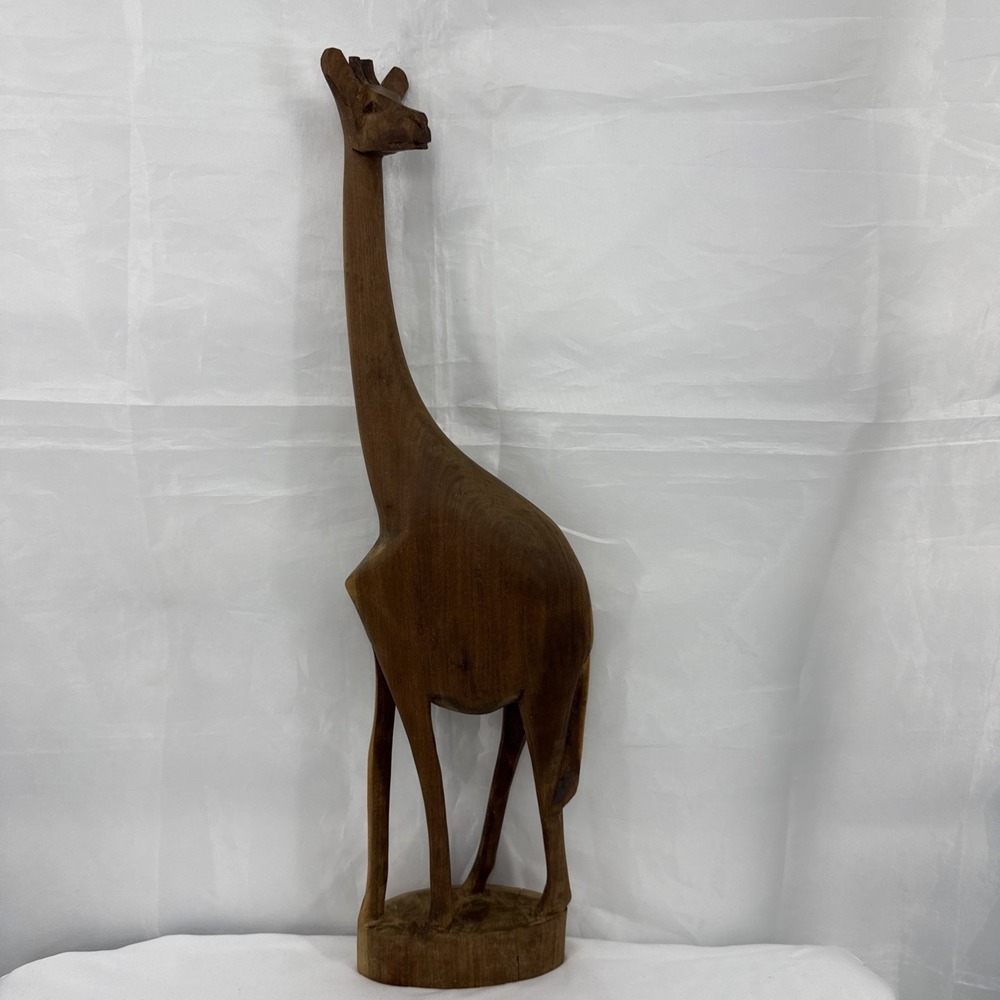 18" Tall Hand Carved Wooden Giraffe Statue Figurine African Safari‎ Decorative